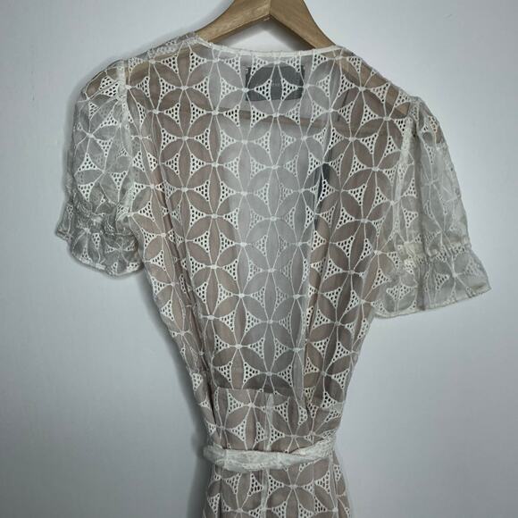 Reformation Lucas Eyelet Mini Dress Womens New Small Ivory - Picture 7 of 11